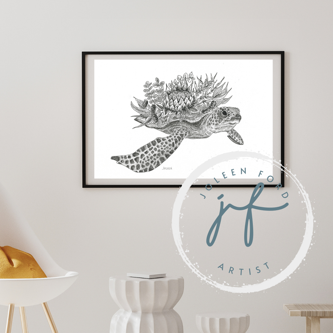 Turtle floral back Prints