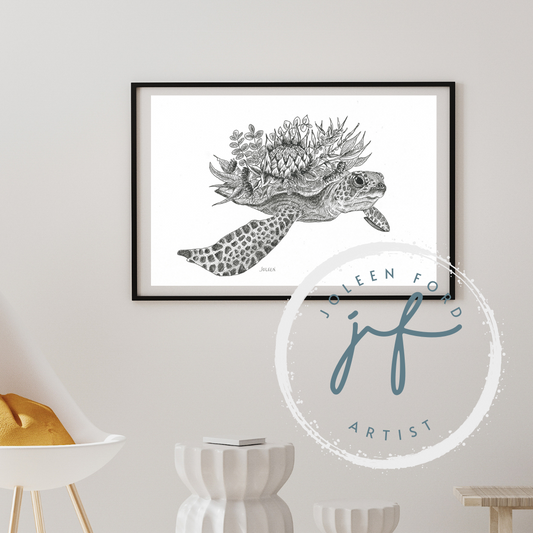 Turtle floral back Prints