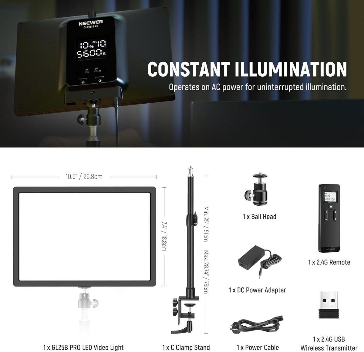 NEEWER 25W 12.9" Streaming Key Light