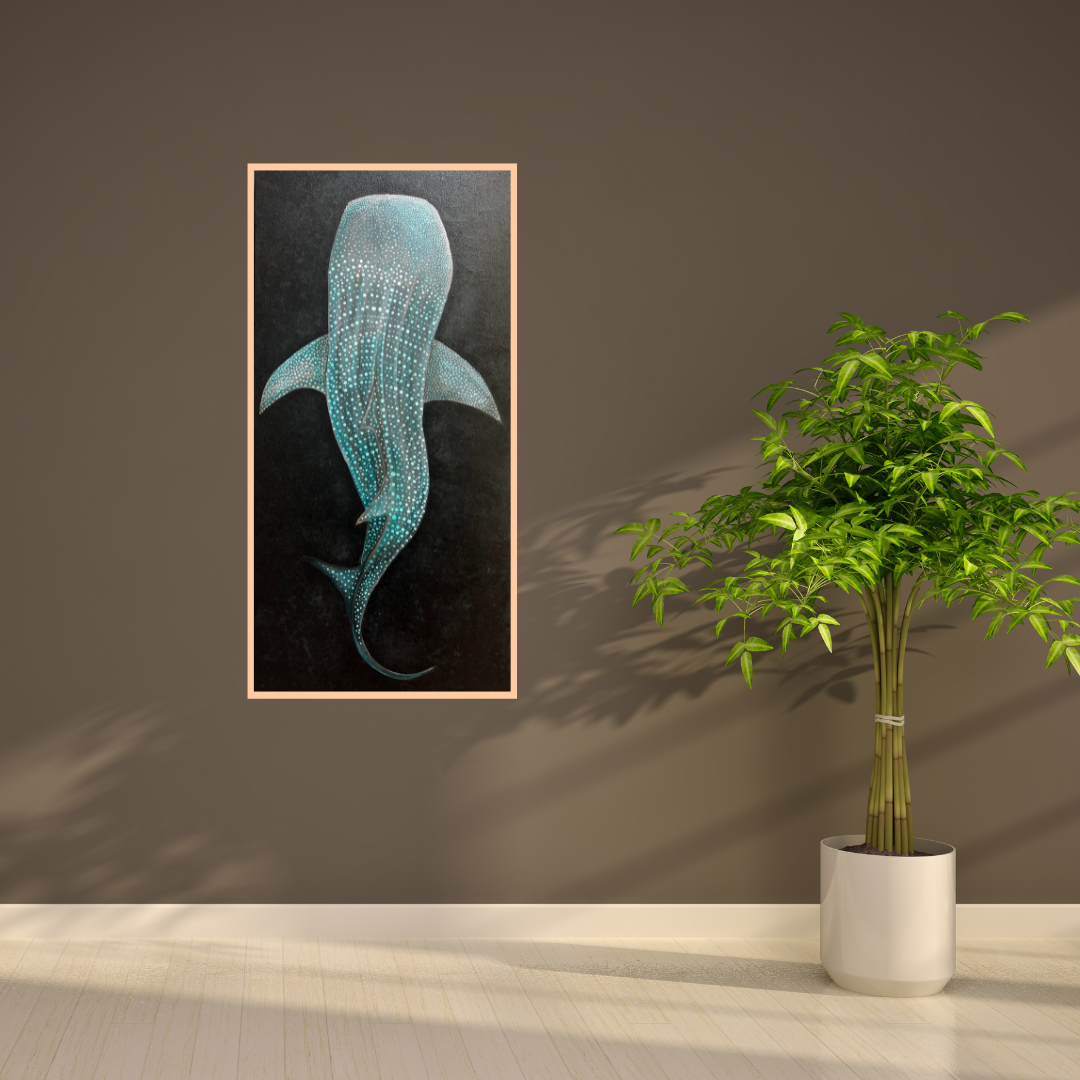 “From the depths” whale shark acrylic painting