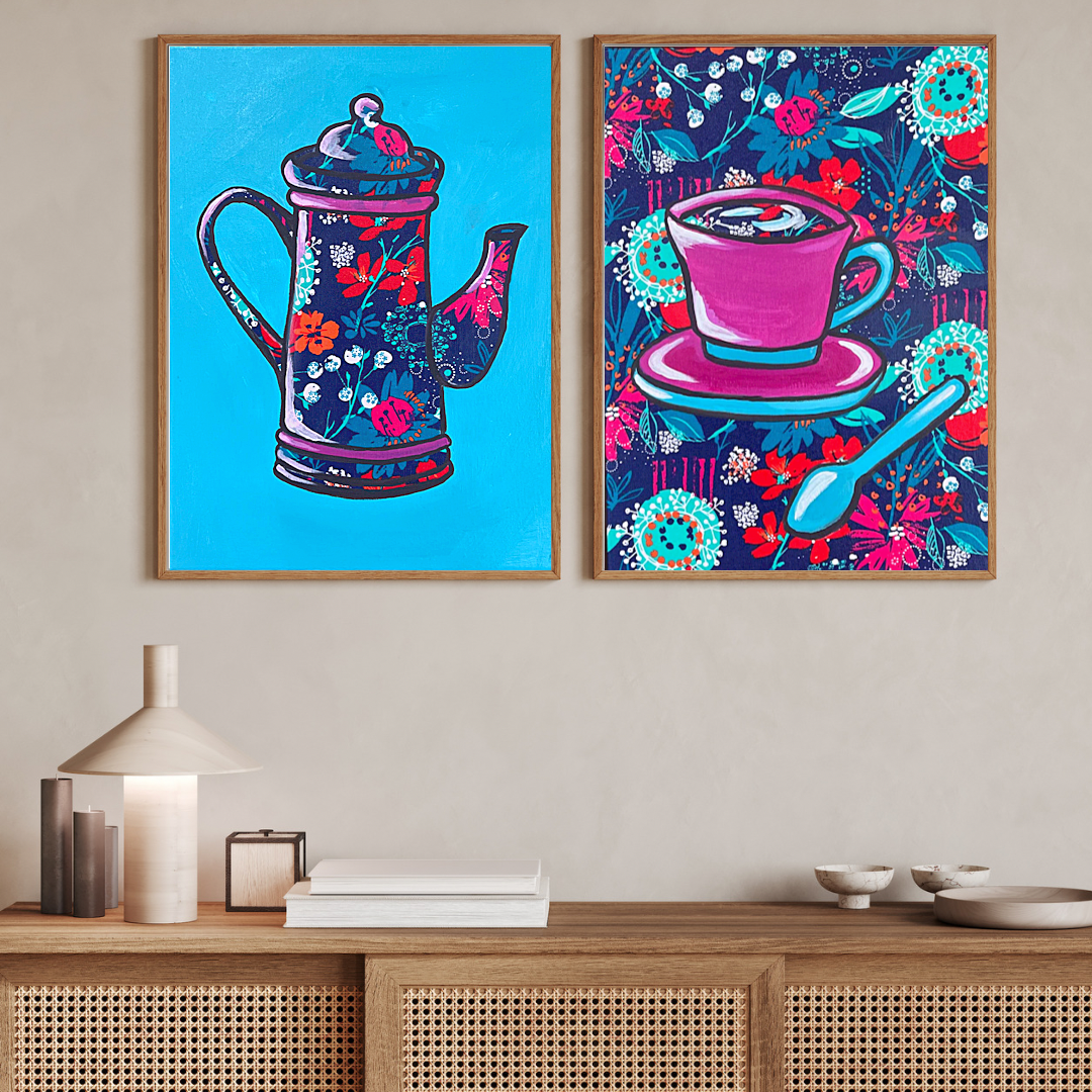 “Tea Time” Acrylic painting (diptych)