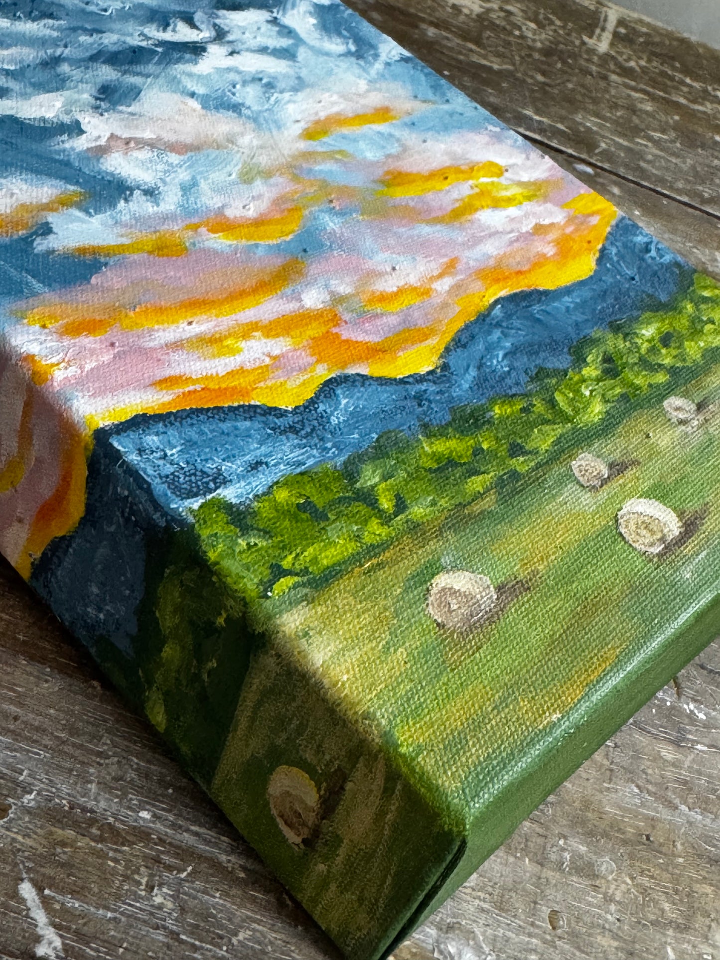 "Bales At Dusk" Acrylic Painting