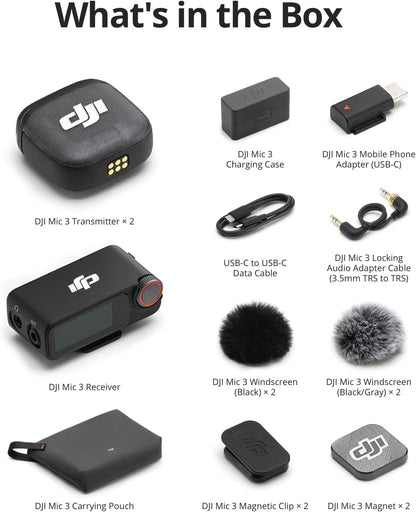 DJI Mic 3 (2 TX + 1 RX + Charging Case), Wireless Microphone