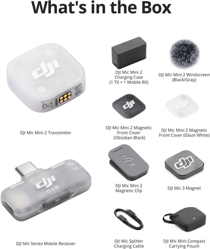 DJI Mic Mini 2 (2 TX + 1 Standard RX + Charging Case), Wireless Mic