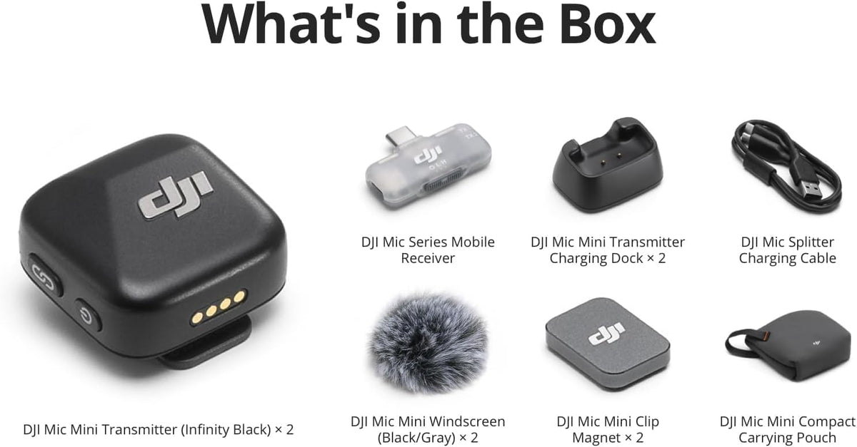 DJI Mic Mini (2 TX + 1 RX + Charging Case), Ultralight, Detail-Rich Audio