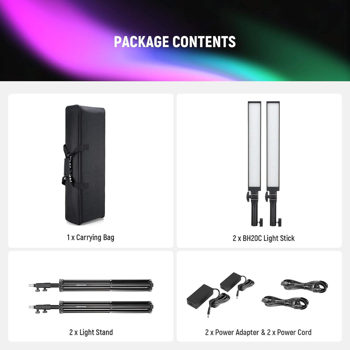 NEEWER TL60 RGB Tube Light, Full Color RGBWW Light Stick