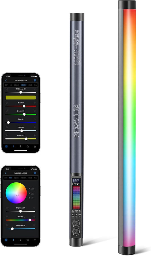 NEEWER TL60 RGB Tube Light, Full Color RGBWW Light Stick