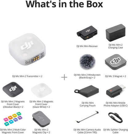 DJI Mic Mini 2 (2 TX + 1 Standard RX + Charging Case), Wireless Mic