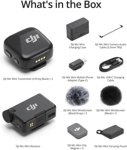 DJI Mic Mini (2 TX + 1 RX + Charging Case), Ultralight, Detail-Rich Audio