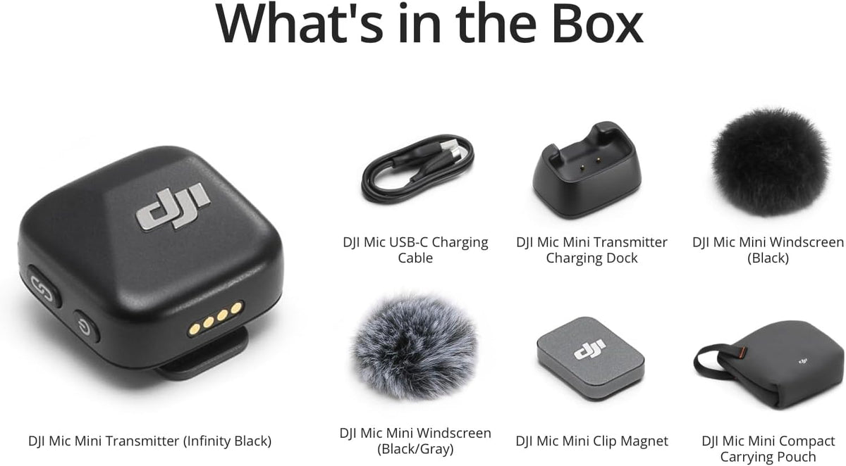 DJI Mic Mini (2 TX + 1 RX + Charging Case), Ultralight, Detail-Rich Audio