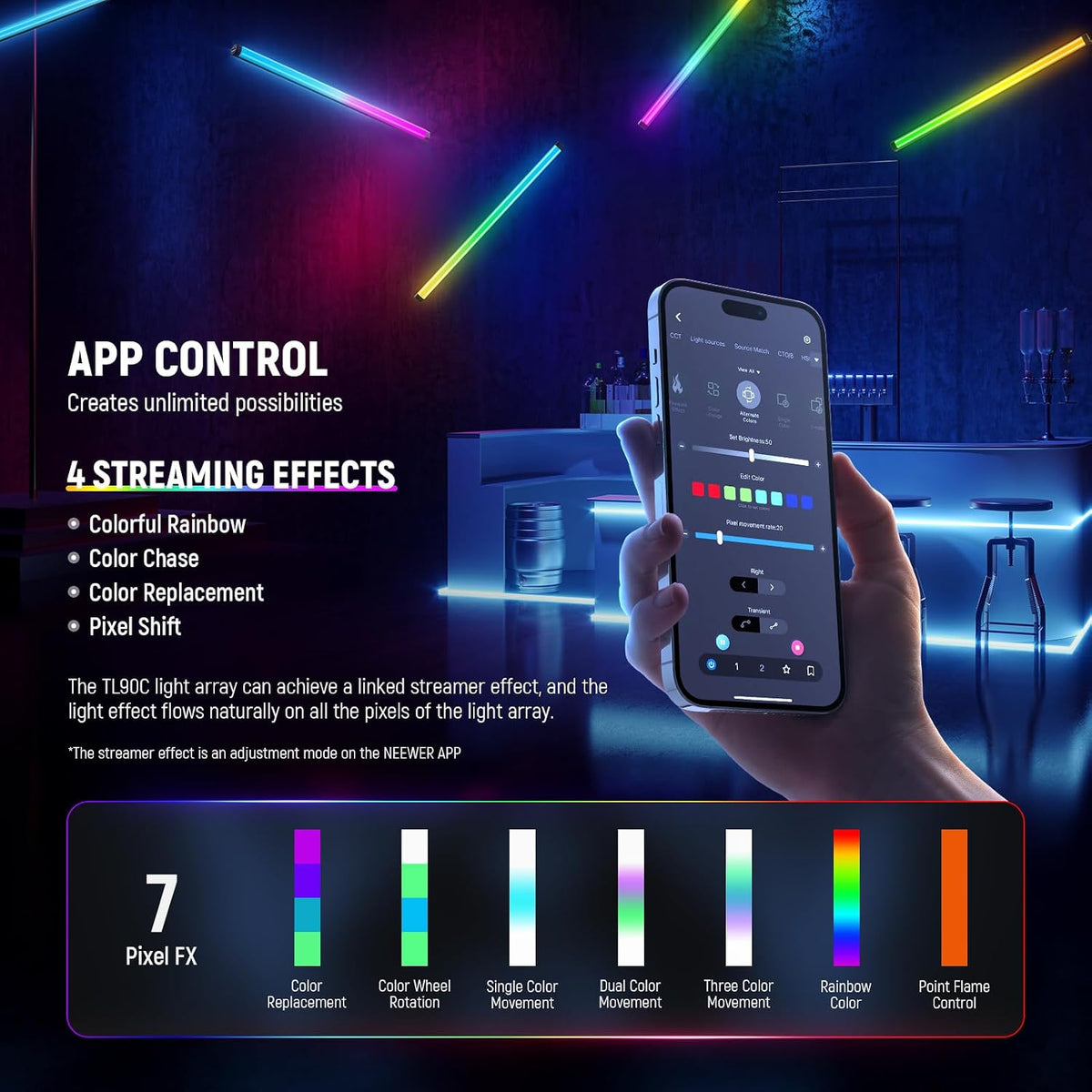 NEEWER TL60 RGB Tube Light, Full Color RGBWW Light Stick