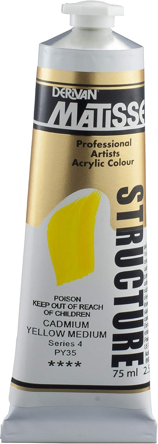 Derivan Matisse Structure Acrylics Paint 75 ml, Cadmium Yellow Medium