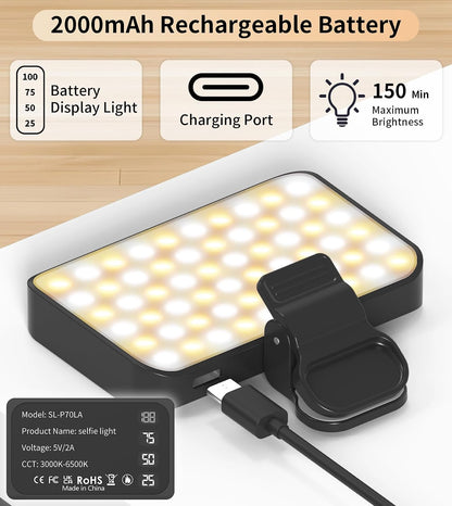 TONEOF 96 LED Rechargeable Wall Light, Magnetic Selfie Light for iPhone
