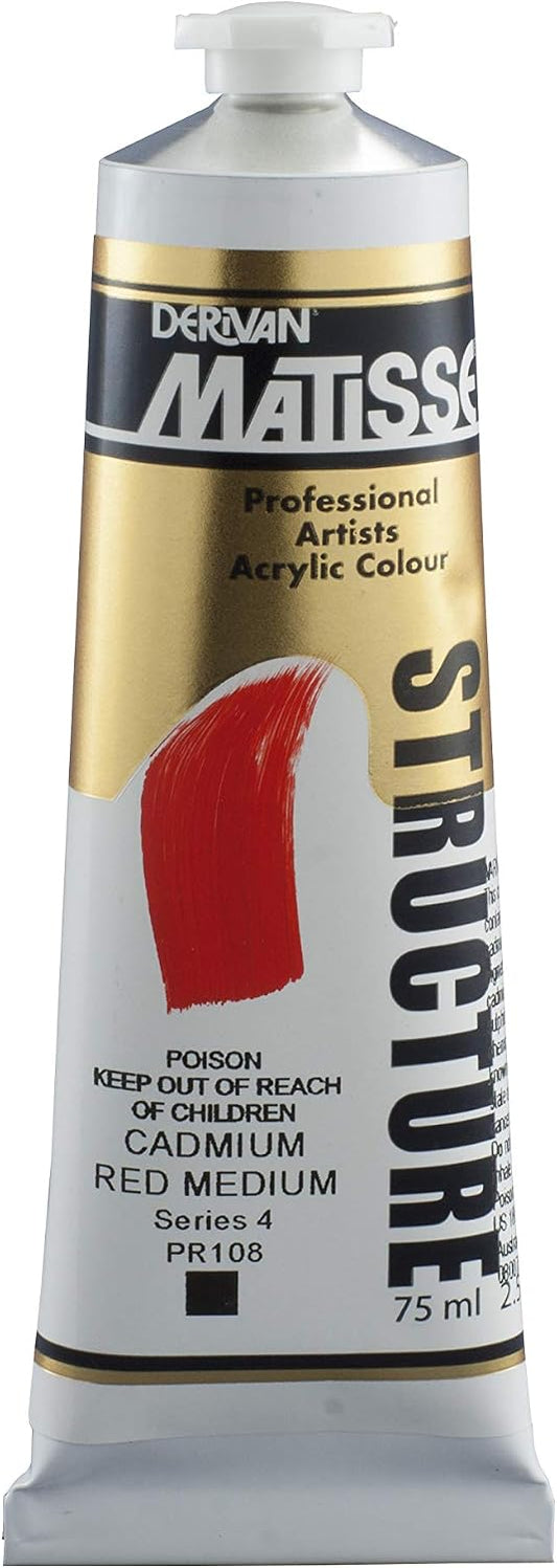 Derivan Matisse Structure Acrylics Paint 75 ml, Cadmium Red Medium