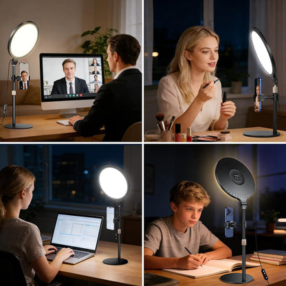 10.5 inch Ring Light with Stand for Video Recording, Full-Screen Desk Light