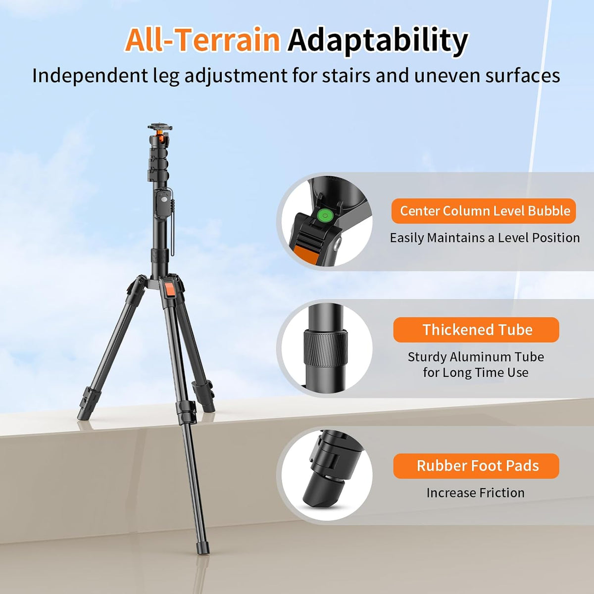 XXZU 191cm Camera Tripod Stand for Phone with Remote, Aluminum Monopod