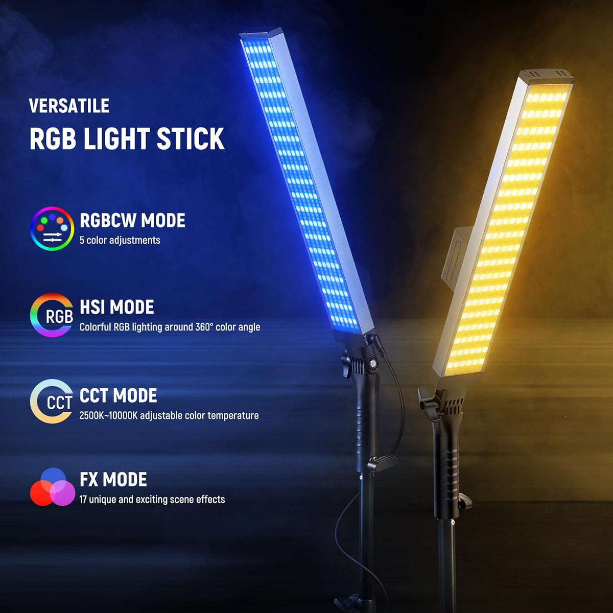 NEEWER TL60 RGB Tube Light, Full Color RGBWW Light Stick