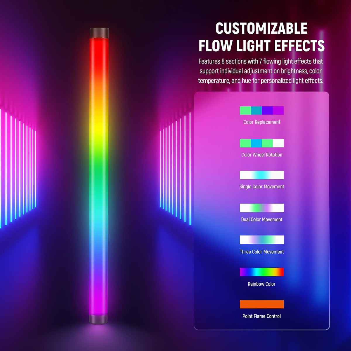 NEEWER TL60 RGB Tube Light, Full Color RGBWW Light Stick