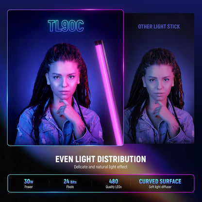 NEEWER TL60 RGB Tube Light, Full Color RGBWW Light Stick