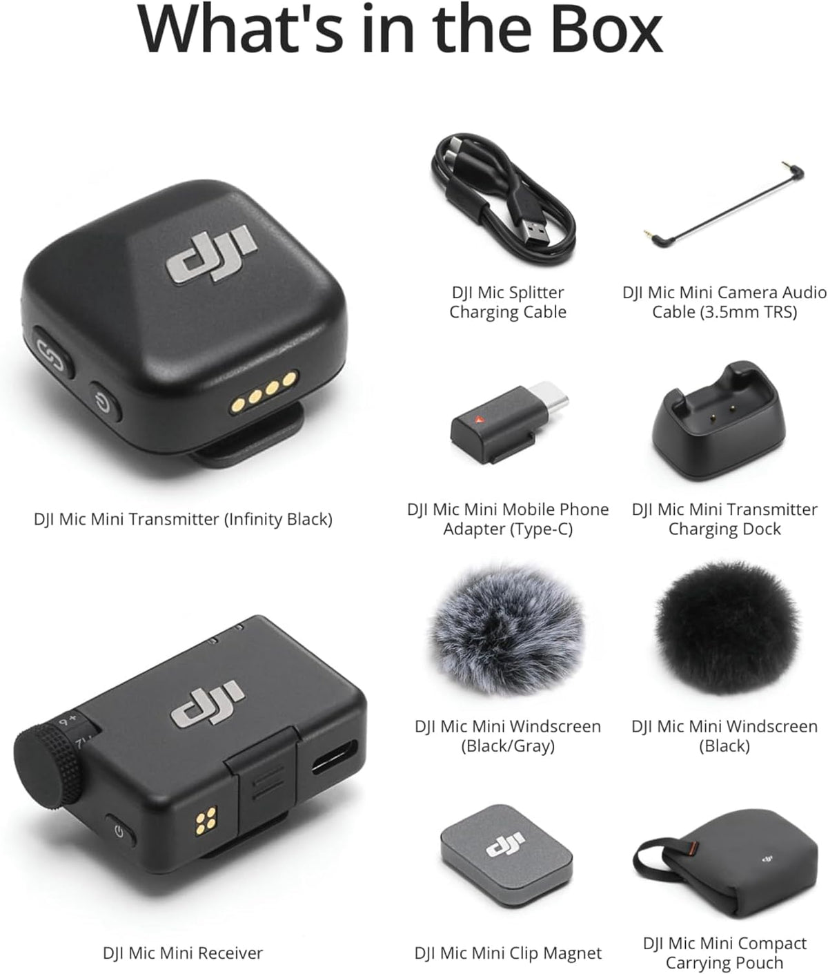 DJI Mic Mini (2 TX + 1 RX + Charging Case), Ultralight, Detail-Rich Audio