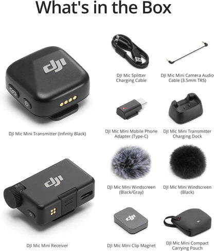 DJI Mic Mini (2 TX + 1 RX + Charging Case), Ultralight, Detail-Rich Audio