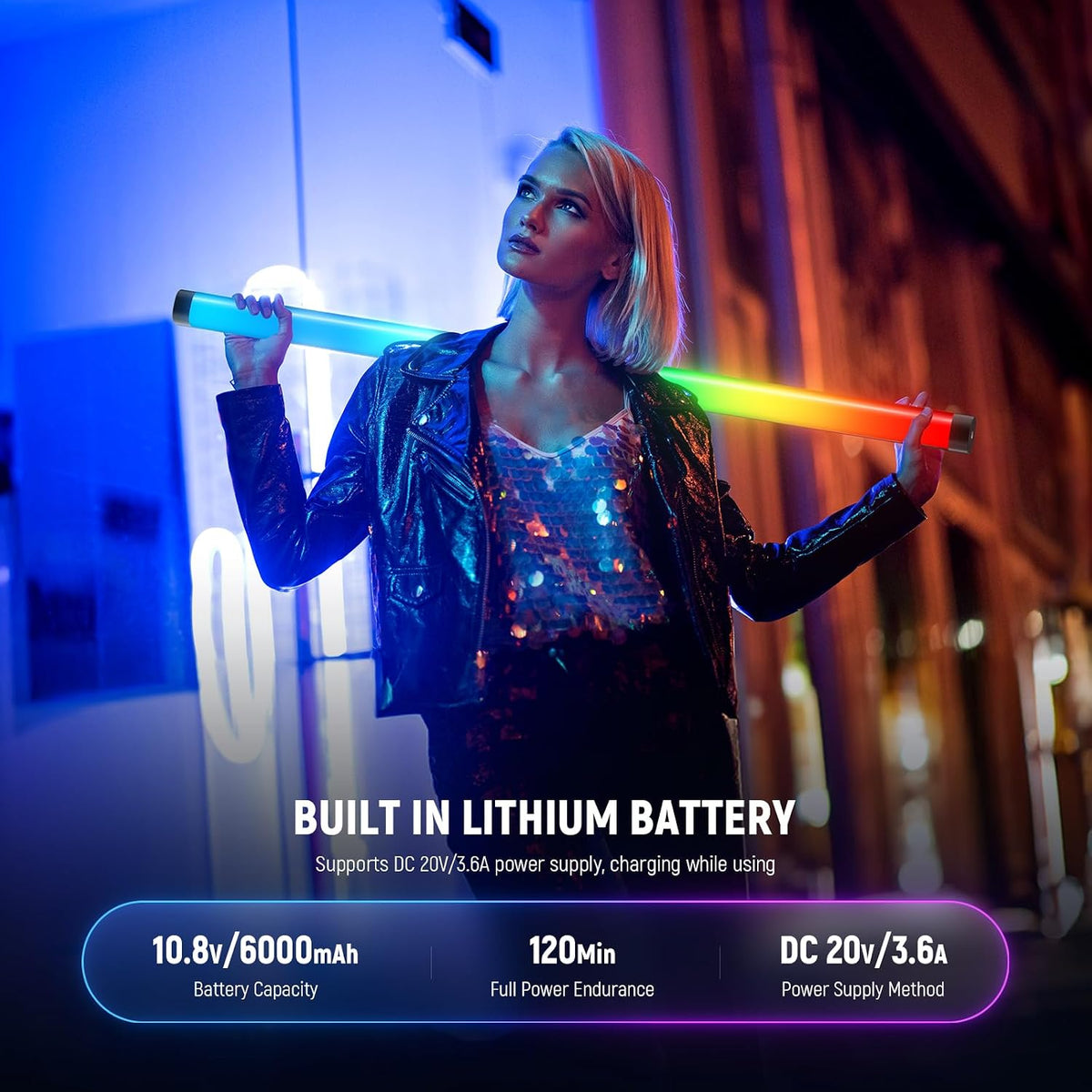NEEWER TL60 RGB Tube Light, Full Color RGBWW Light Stick