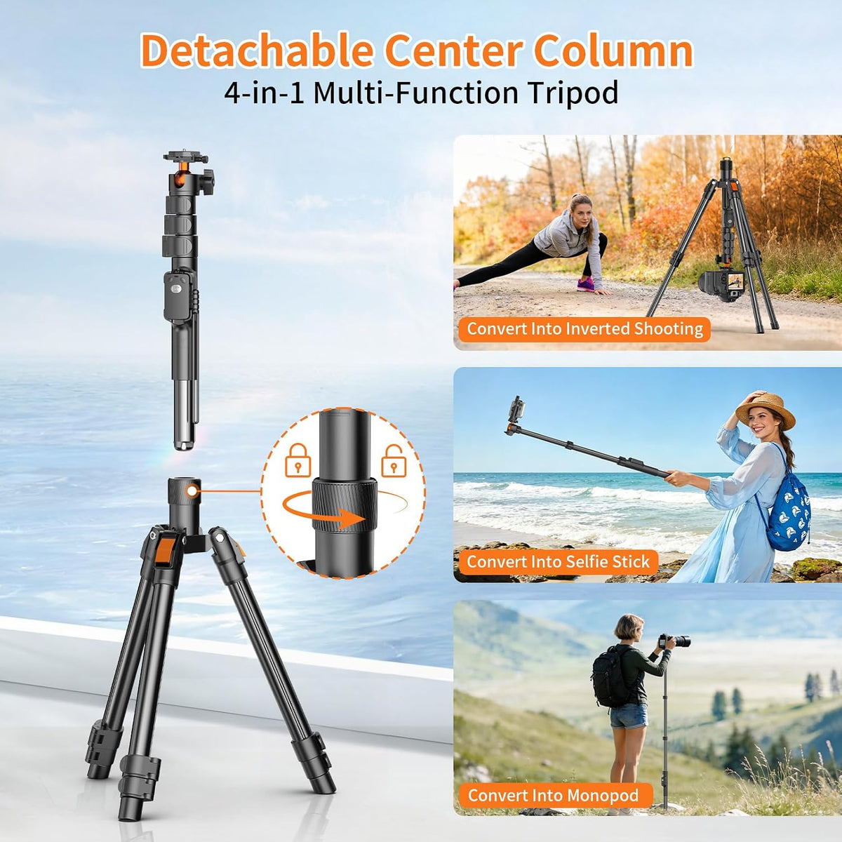 XXZU 191cm Camera Tripod Stand for Phone with Remote, Aluminum Monopod