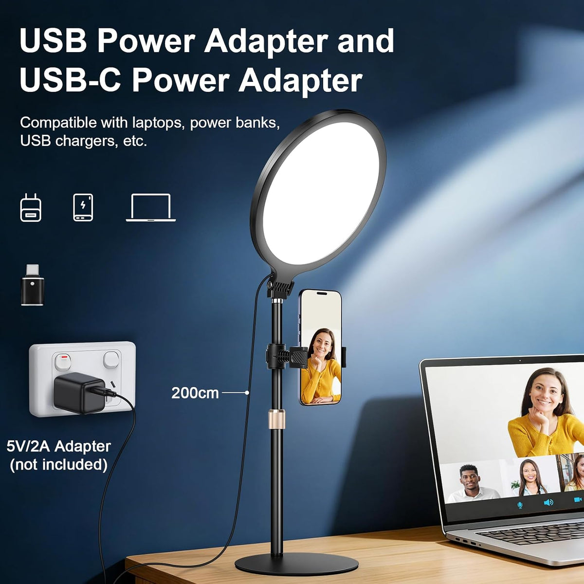 10.5 inch Ring Light with Stand for Video Recording, Full-Screen Desk Light