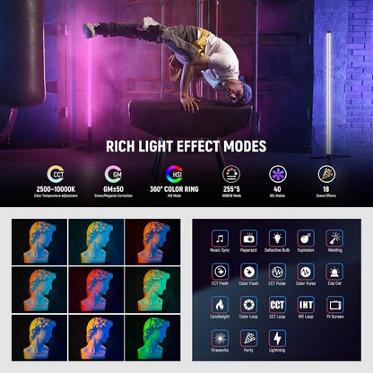 NEEWER TL60 RGB Tube Light, Full Color RGBWW Light Stick