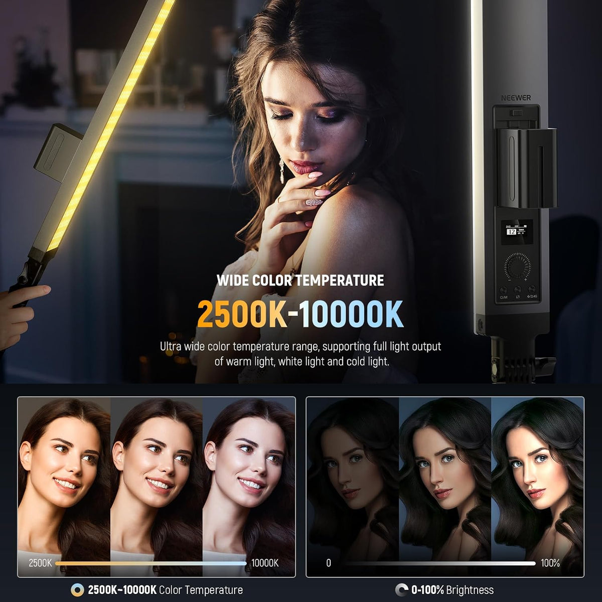 NEEWER TL60 RGB Tube Light, Full Color RGBWW Light Stick