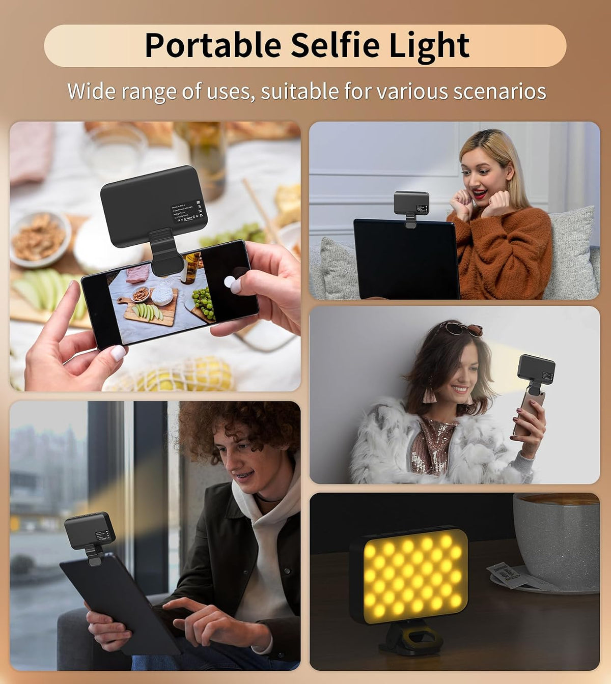 TONEOF 96 LED Rechargeable Wall Light, Magnetic Selfie Light for iPhone