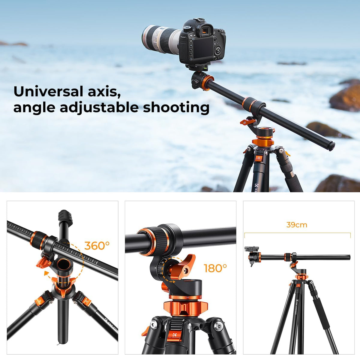 K&F CONCEPT 90"/230cm Camera Tripod with Metal Ball Head 10KG Load Capacity