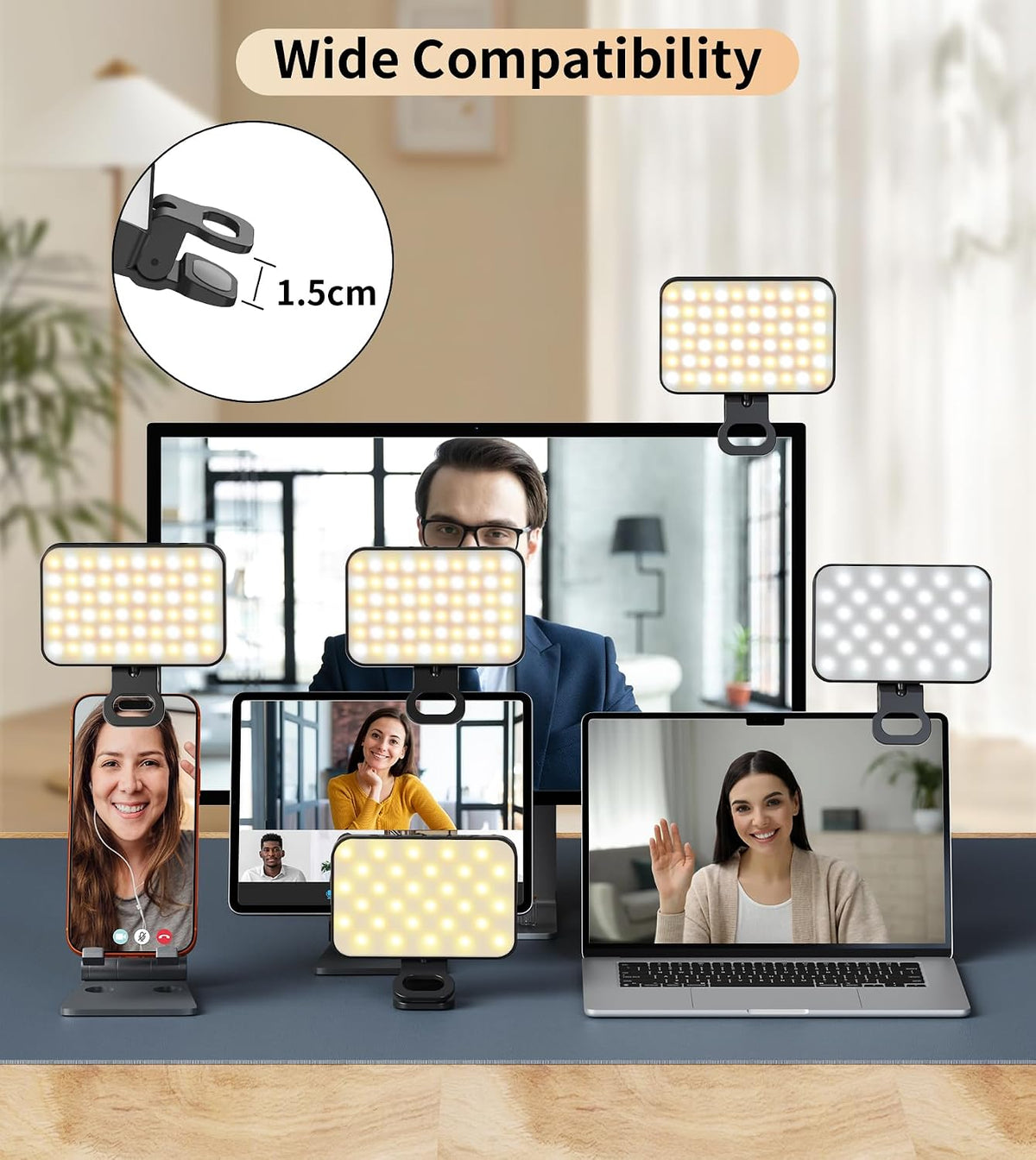 TONEOF 96 LED Rechargeable Wall Light, Magnetic Selfie Light for iPhone