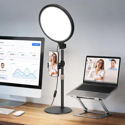 10.5 inch Ring Light with Stand for Video Recording, Full-Screen Desk Light
