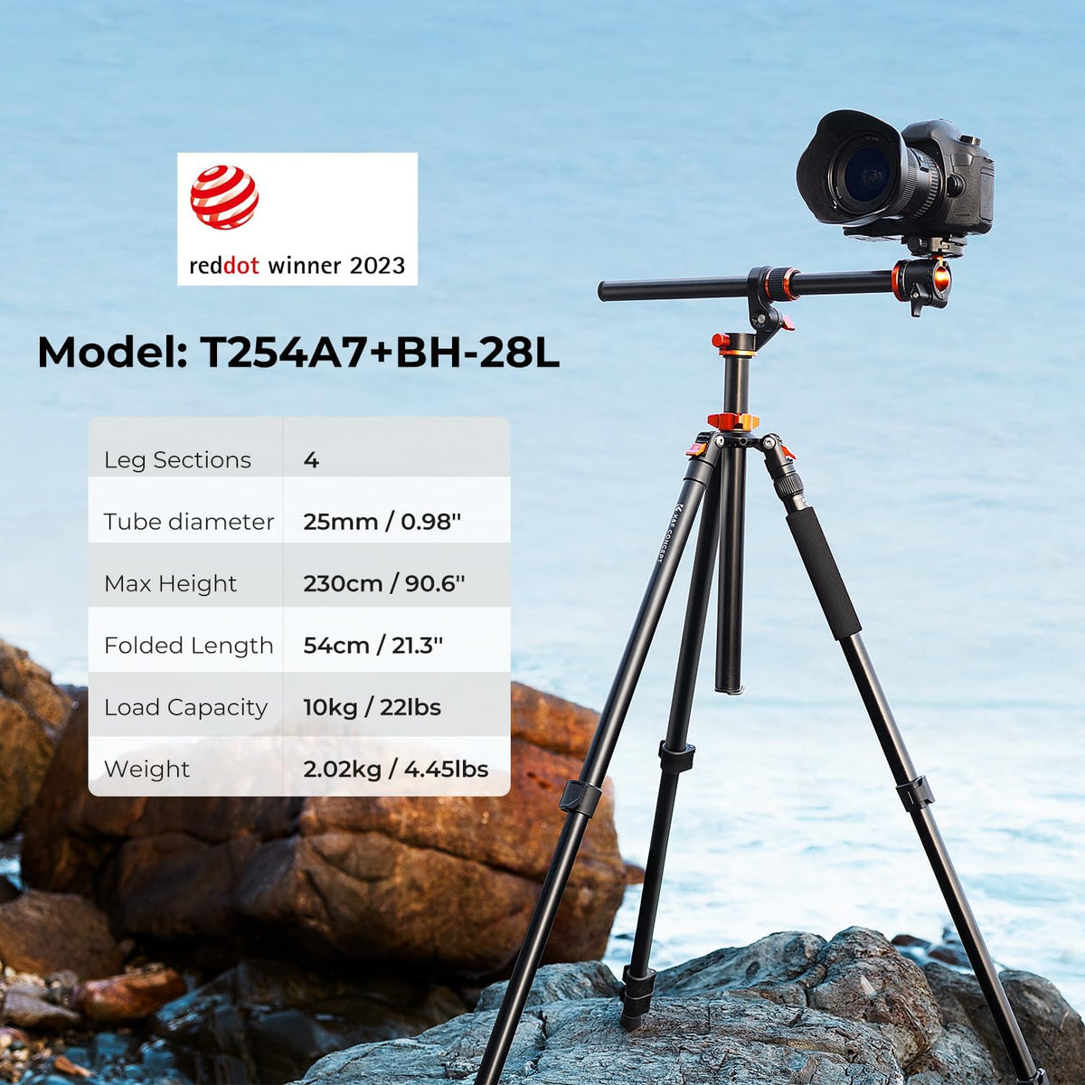 K&F CONCEPT 90"/230cm Camera Tripod with Metal Ball Head 10KG Load Capacity