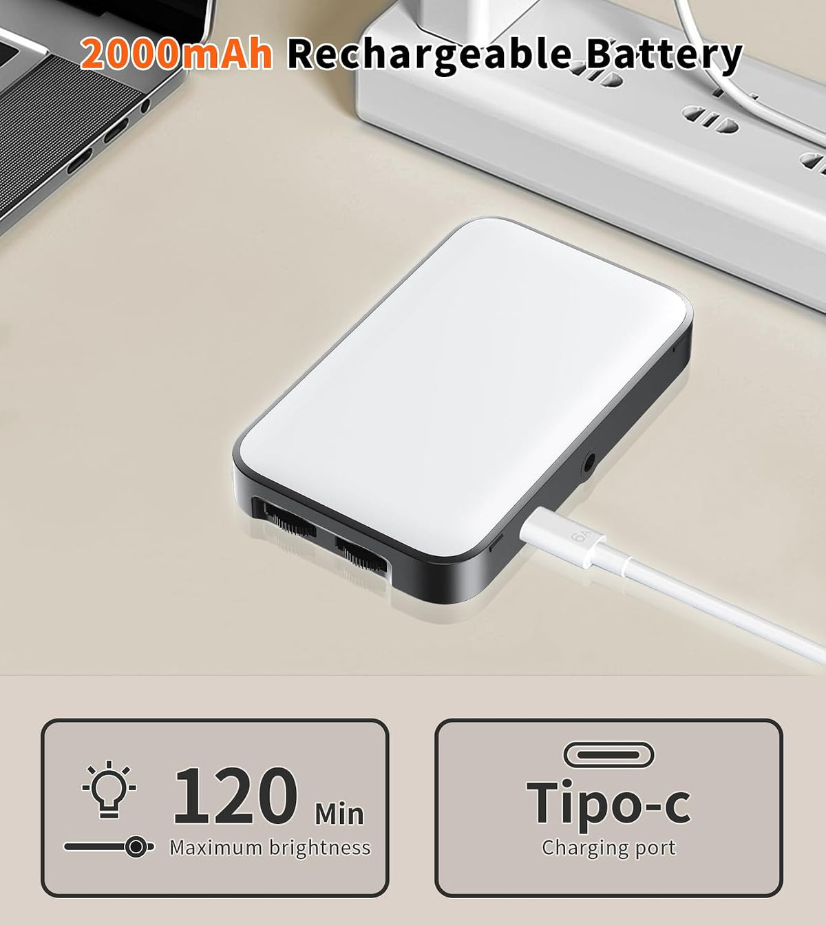 TONEOF 96 LED Rechargeable Wall Light, Magnetic Selfie Light for iPhone