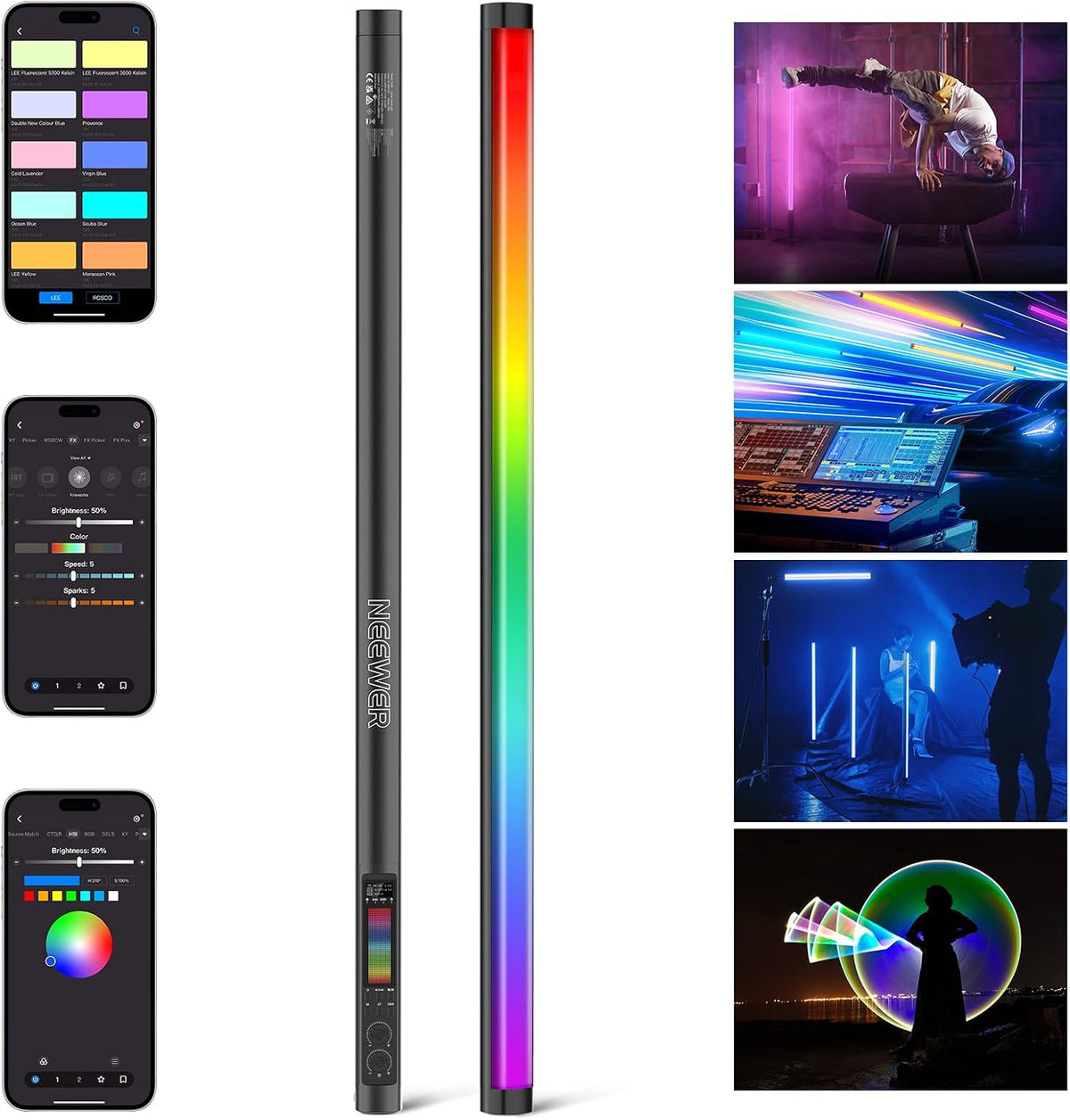 NEEWER TL60 RGB Tube Light, Full Color RGBWW Light Stick