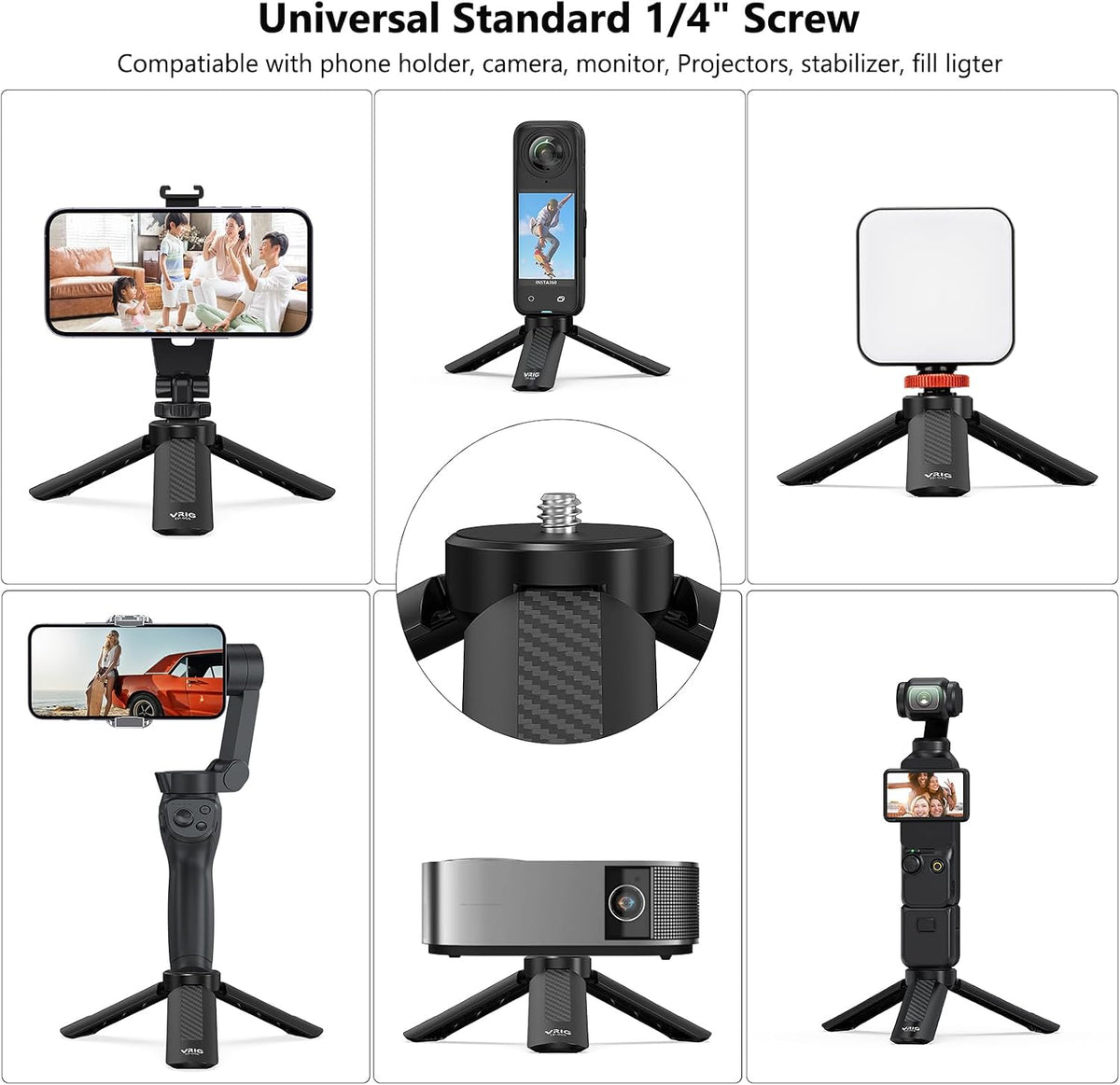VRIG Mini Tripod for DJI Osmo Pocket 4,1/4" Screw Tripod Stand