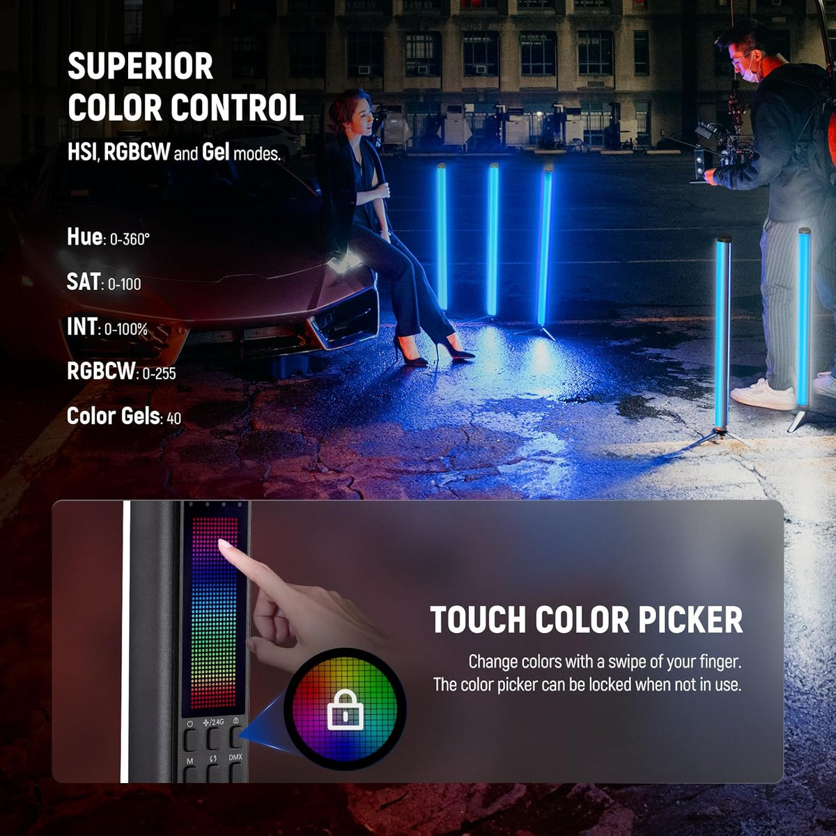 NEEWER TL60 RGB Tube Light, Full Color RGBWW Light Stick
