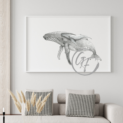 Whale Mother and Calf Prints