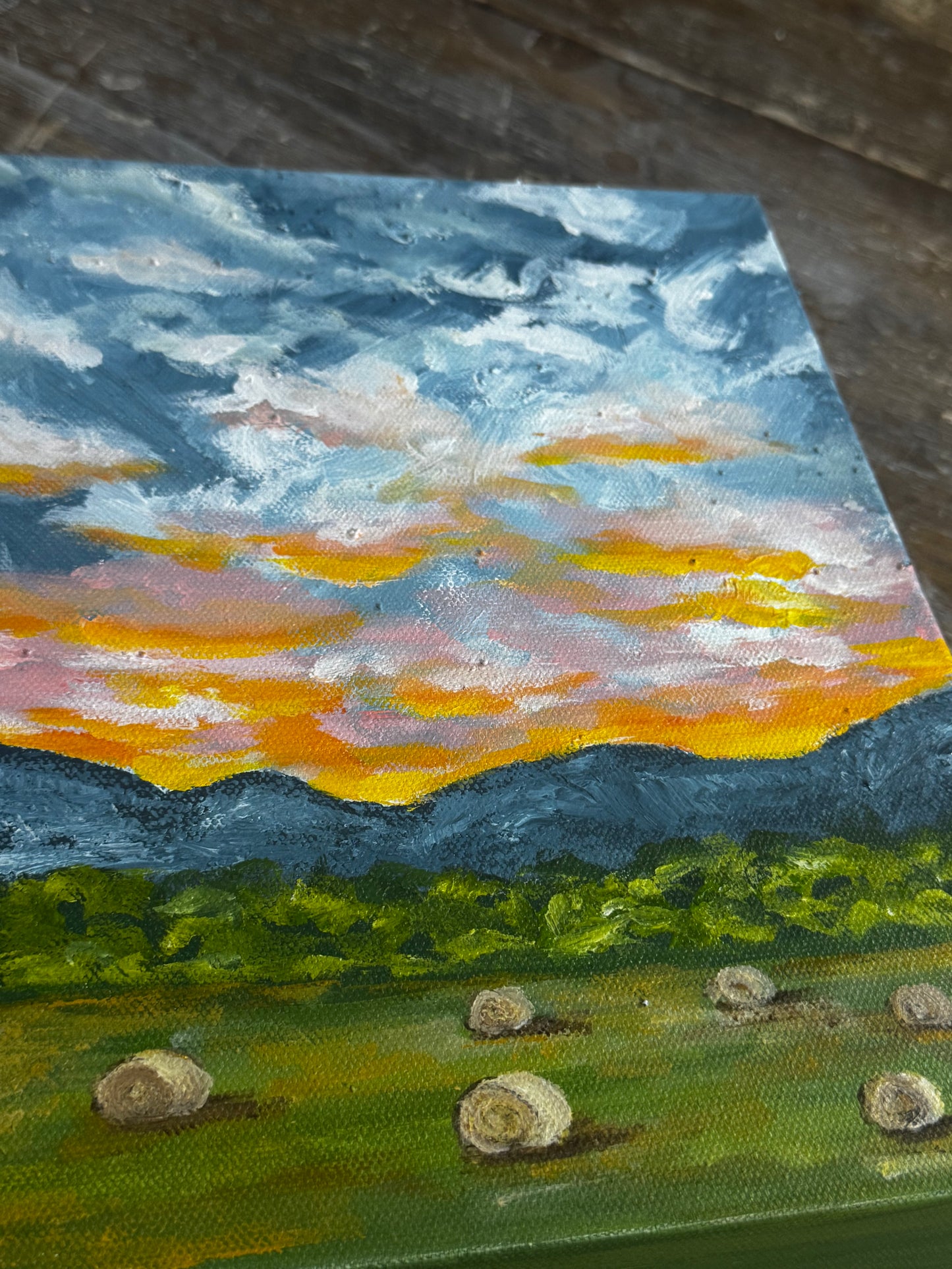 "Bales At Dusk" Acrylic Painting