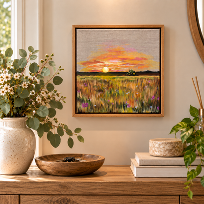 "IDEAR" Acrylic painting on linen in oak frame