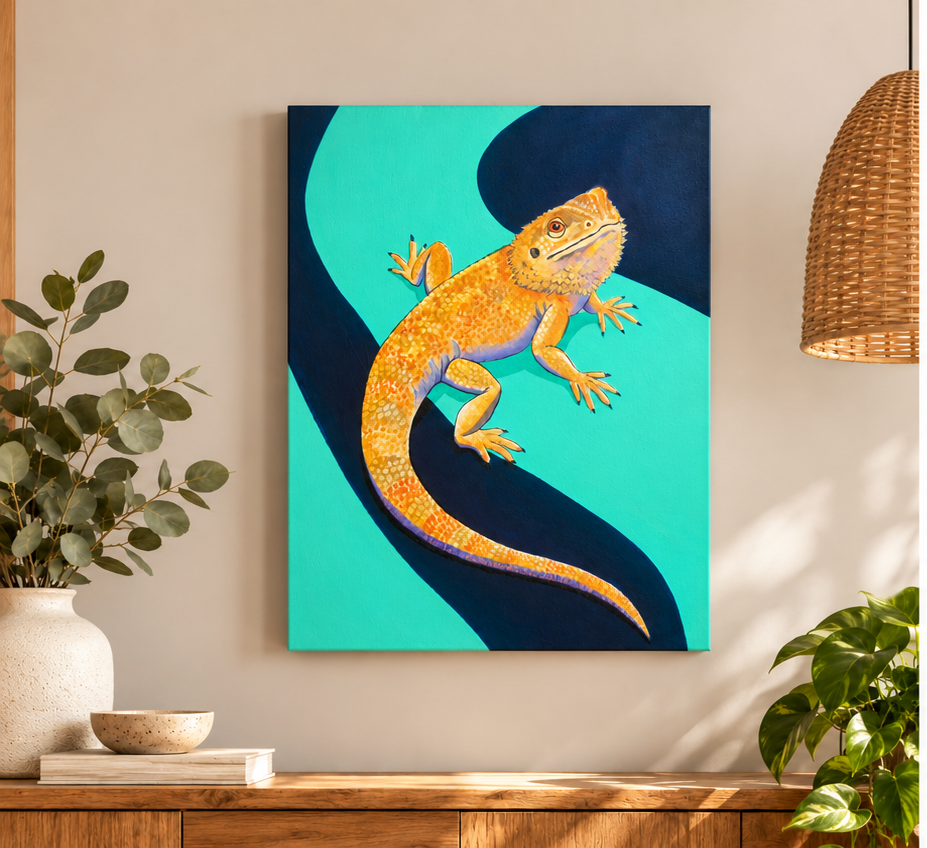 "Wild at heart" bearded dragon acrylic painting