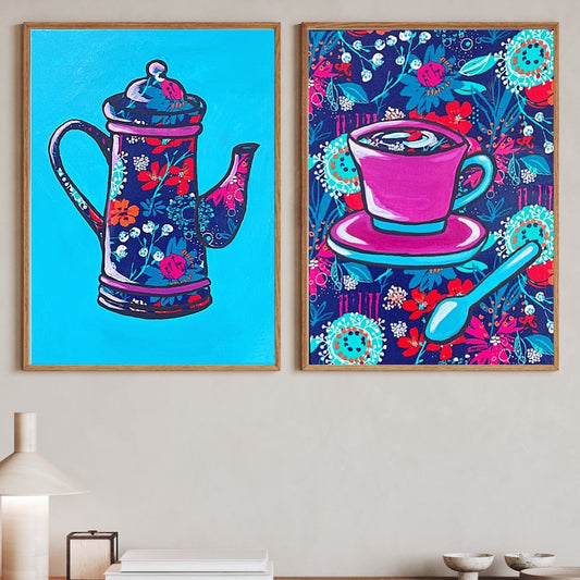 “Tea Time” Acrylic painting (diptych)