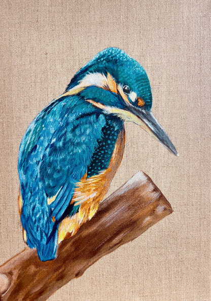 “Patience” Kingfisher acrylic painting