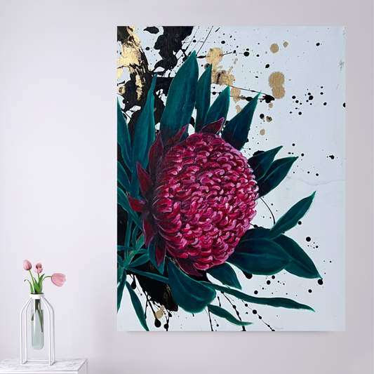 “Waratah” acrylic painting