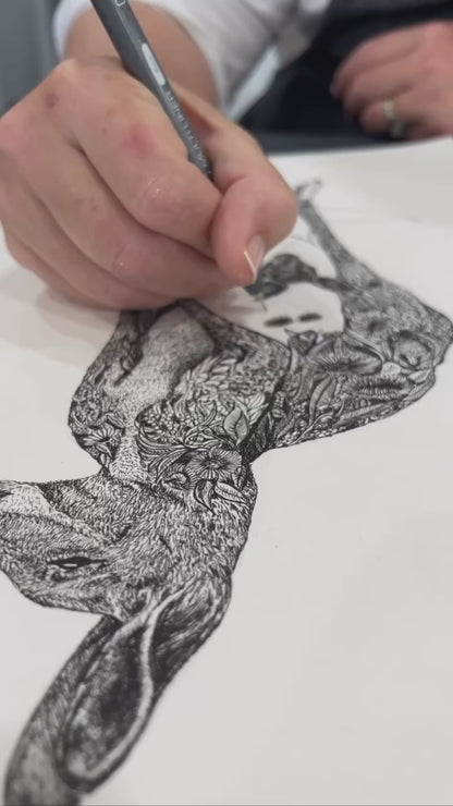 “Skippy” Floral detailed Kangaroo Prints